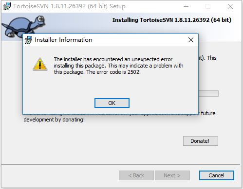 window10下安装msi文件出错 遇到2502和2503错误 the installer has encountered 2503