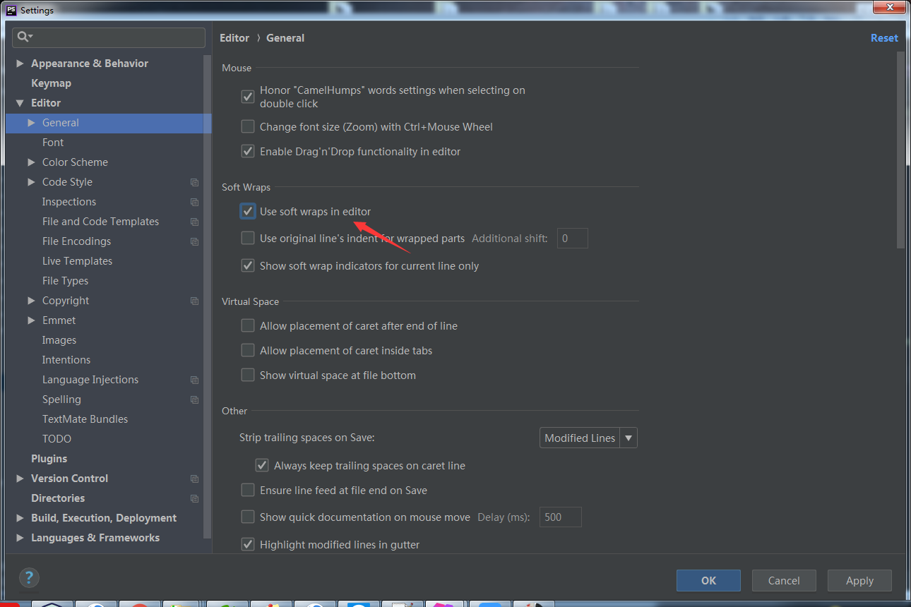 phpstorm设置代码自动换行